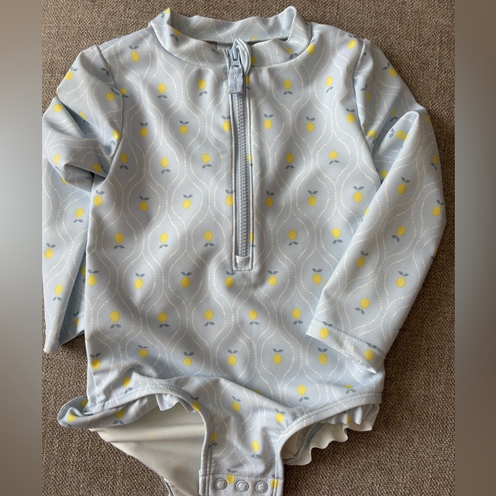 Baby Long Sleeve Swimsuit with Lemon Print